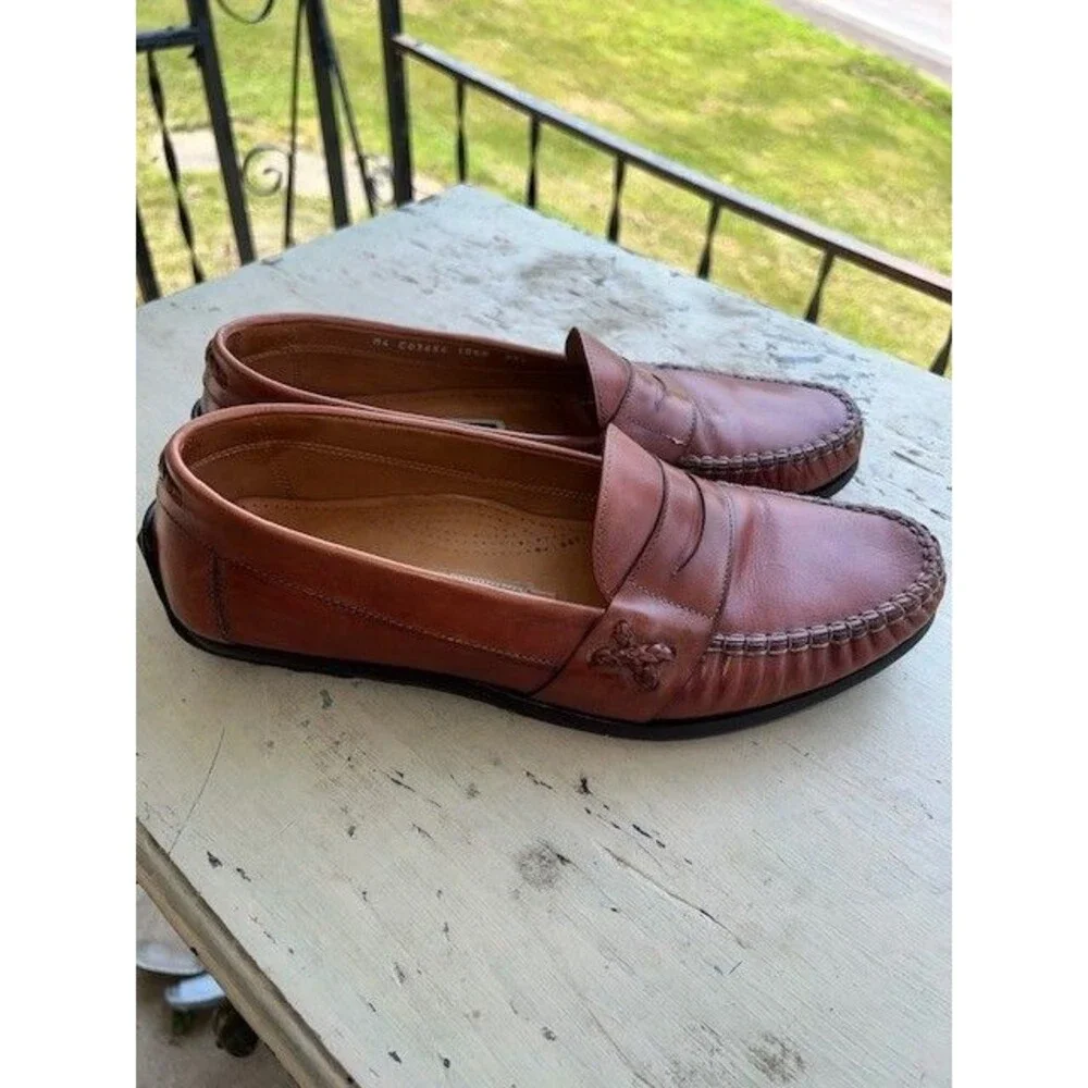 Bragano Men's Driving Penny Loafers Brown Leather Size 10.5M Made in Italy